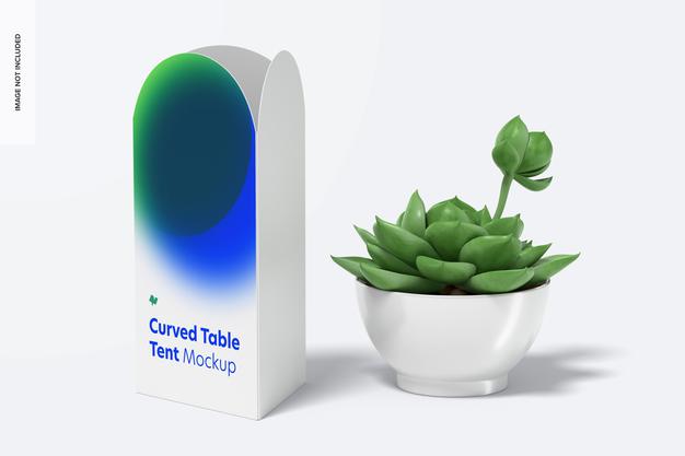 Free Curved Top Table Tent Mockup Psd