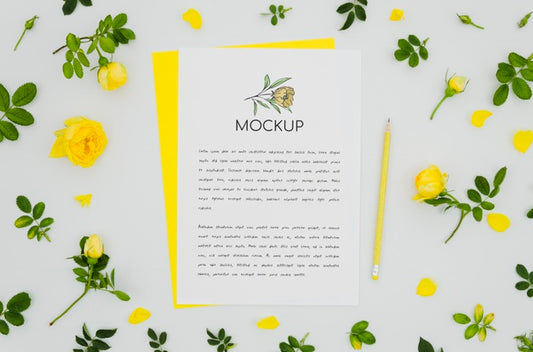 Free Cute Botanical Mock-Up And Flowers Psd