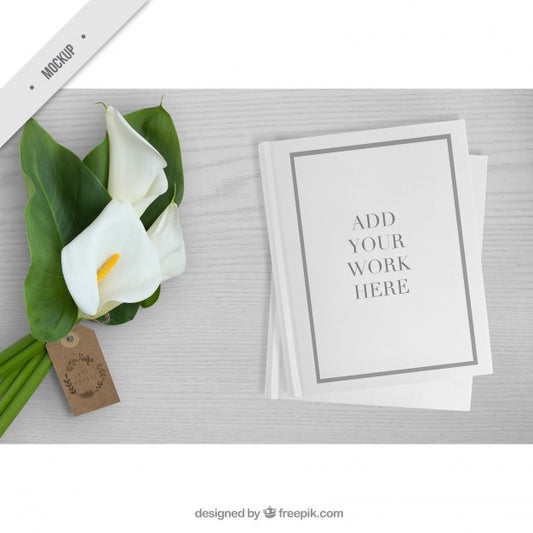 Free Cute Bouquet With Paper Mockup For Your Work Psd