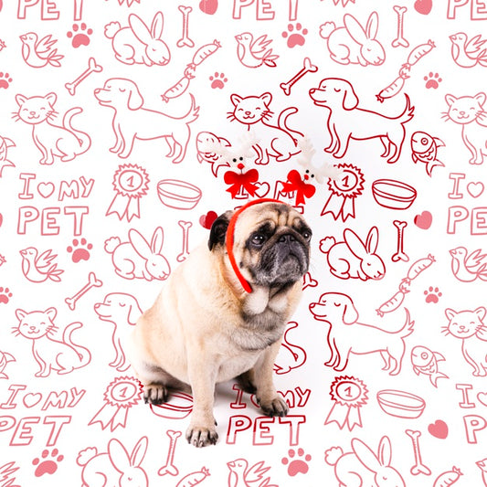 Free Cute Dog With Red Coronet Mock-Up Psd