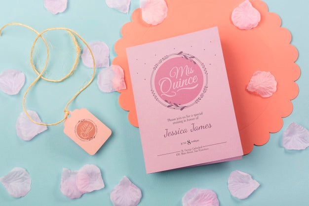 Free Cute Fifteen Birthday Invitation With Petals And Rope Psd