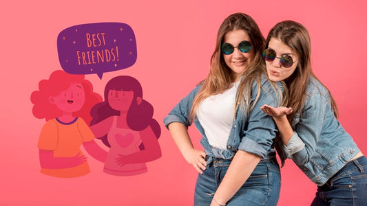 Free Cute Friends Matching Style For Friendship Day Psd