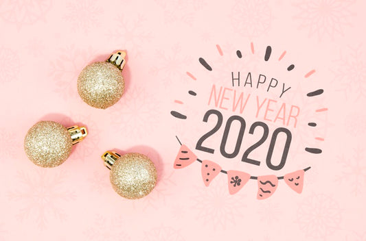 Free Cute Happy New Year 2020 Lettering ]N Pink Shades Psd