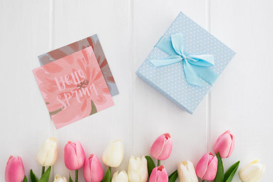 Free Cute Message On Square Paper Nature Spring Concept Mockcup Psd