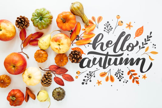 Free Cute Natural Arrangement With Hello Autumn Quote Psd