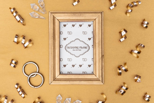 Free Cute Wedding Invitation Frame With Mock-Up Psd