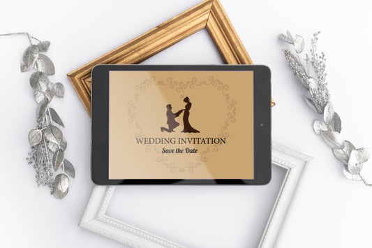 Free Cute Wedding Invitation With Mock-Up Psd