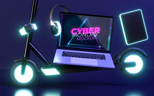 Free Cyber Monday Composition With Laptop Mock-Up Psd