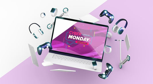 Free Cyber Monday Laptop For Sale Mock-Up Psd