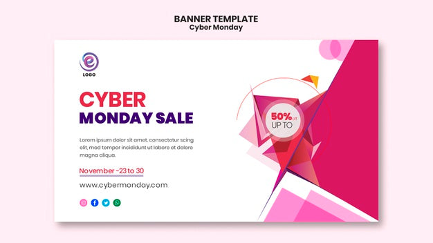 Free Cyber Monday Realistic Banner Template Psd