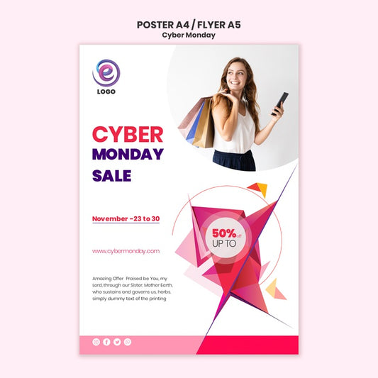 Free Cyber Monday Realistic Flyer Template Psd