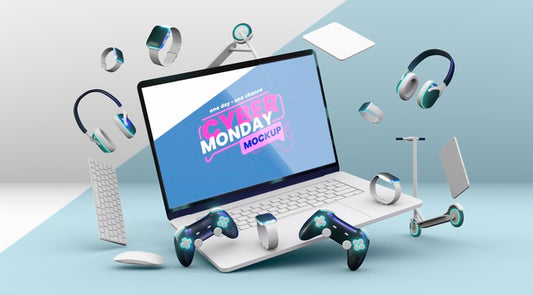 Free Cyber Monday Sale Composition Mock-Up Psd
