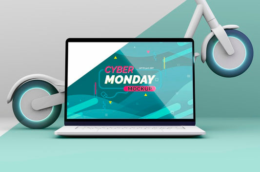 Free Cyber Monday Sale Composition With Laptop Mock-Up Psd