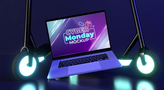 Free Cyber Monday Sale Mock-Up With Futuristic Arrangement Psd