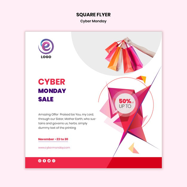 Free Cyber Monday Square Flyer Template Psd