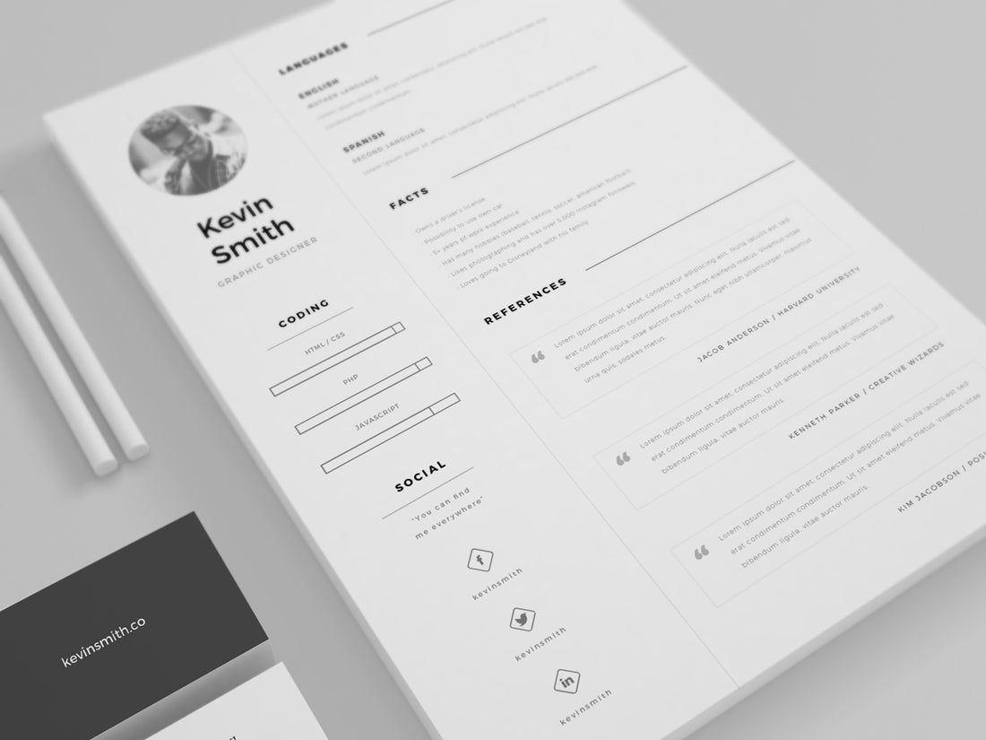 Free Clean and Minimal CV Resume Template in Illustrator (AI) Format ...