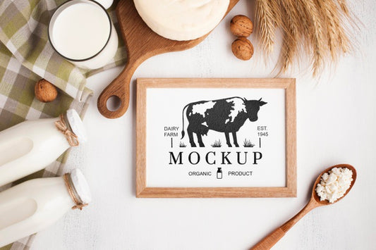 Free Dairy Arrangement With Frame Mock-Up Psd