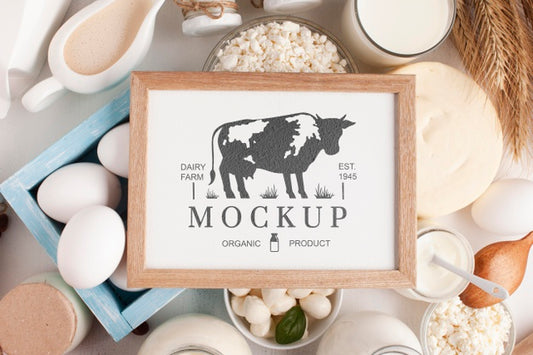 Free Dairy Mock-Up With Frame And Placeholder Psd