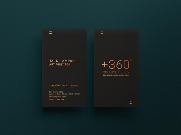 Free Dark Business Card Mockup With Luxury Gold Effect Psd