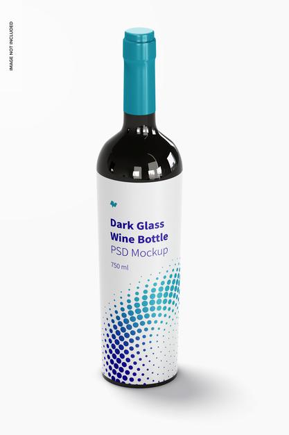 Free Dark Glass Wine Bottle Mockup Psd