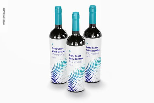 Free Dark Glass Wine Bottles Set Mockup Psd
