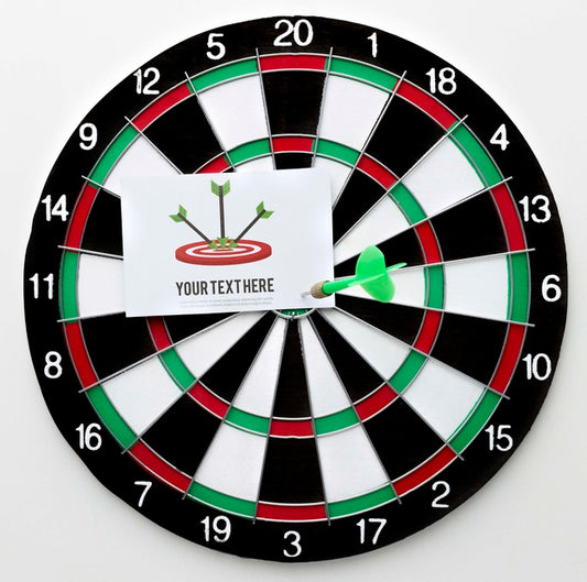 Free Darts Game With Card Mock-Up And Green Arrow Psd