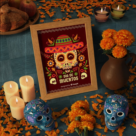 Free Day Of Dead Traditional Mexican Mock-Ups High View Psd