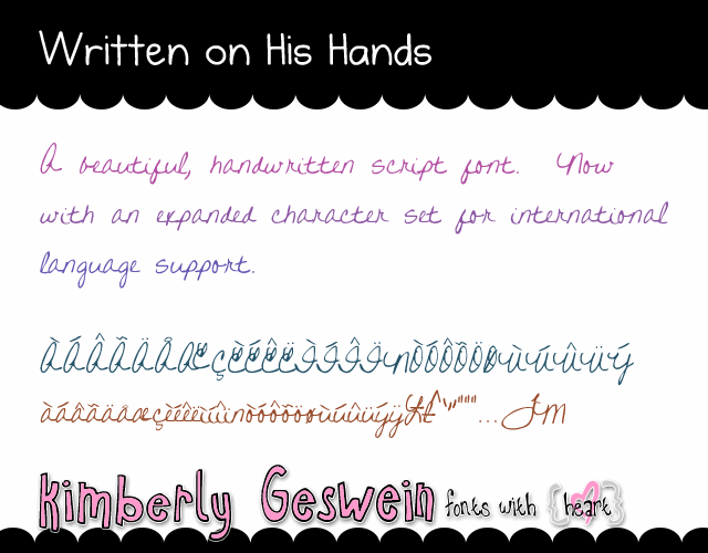 Free Written on His Hands Font