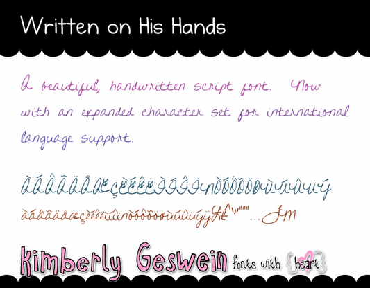 Free Written on His Hands Font