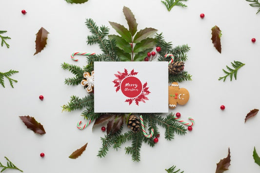 Free Deciduous Leaves And Merry Christmas Card Psd