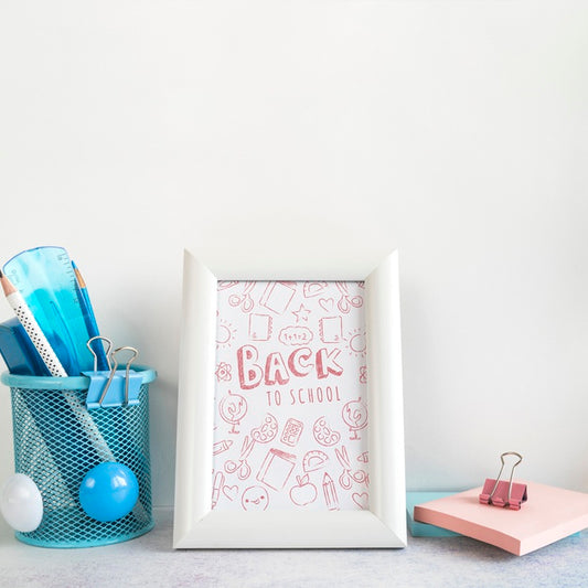 Free Decoration With Back To School Frame And Supplies Psd