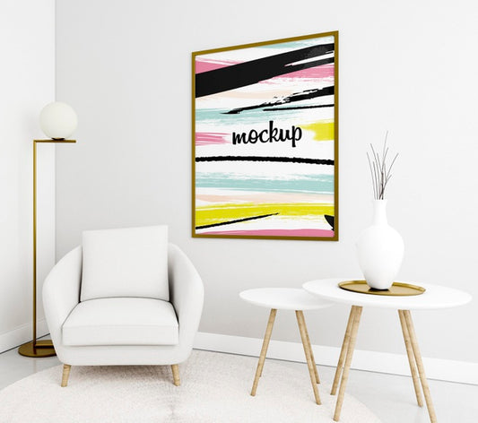 Free Decorative Arrangement With Frame Mock-Up Psd