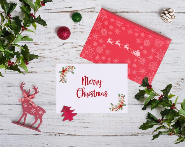 Free Decorative Christmas Card Mockup Psd