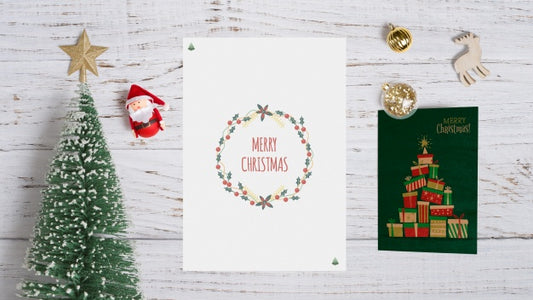 Free Decorative Christmas Card Mockup Psd