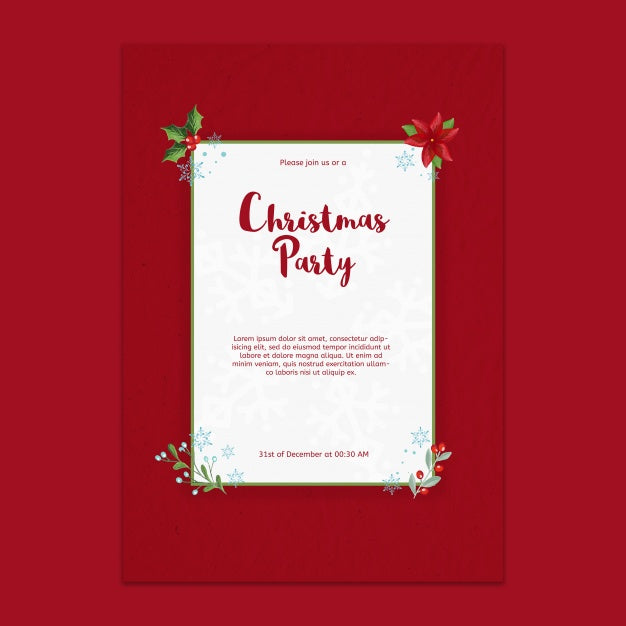 Free Decorative Christmas Party Poster Mockup Psd
