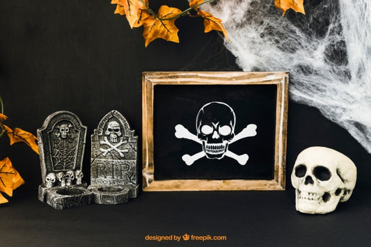 Free Decorative Halloween Slate Mockup Psd