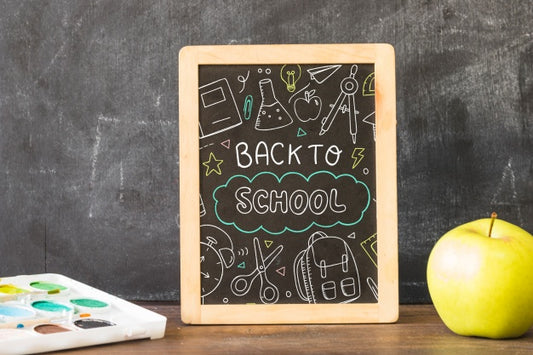 Free Decorative Slate Mockup With Back To School Concept Psd