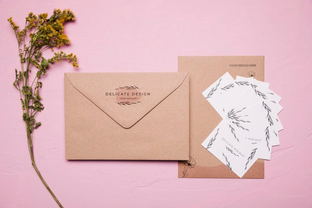 Free Delicate Design Envelope With Flower Psd