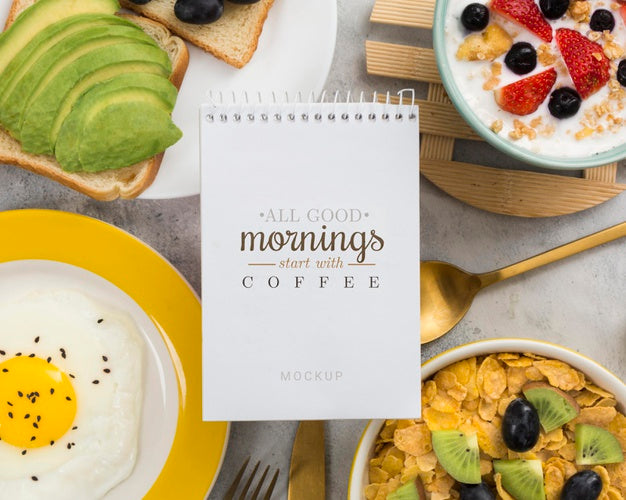 Free Delicious Breakfast Concept Mock-Up Psd