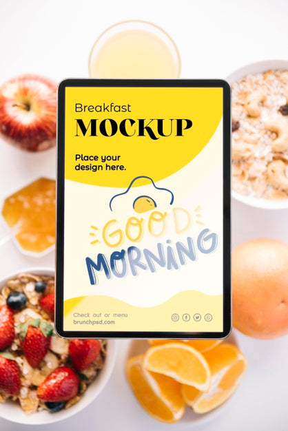Free Delicious Breakfast Concept Mock-Up Psd