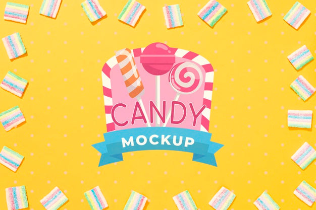 Free Delicious Candy Concept Mock-Up Psd