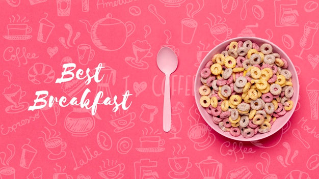Free Delicious Cereals With Milk For Breakfast Psd