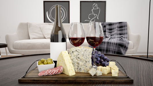 Free Delicious Cheese Assortment With Red Wine Mockup Psd