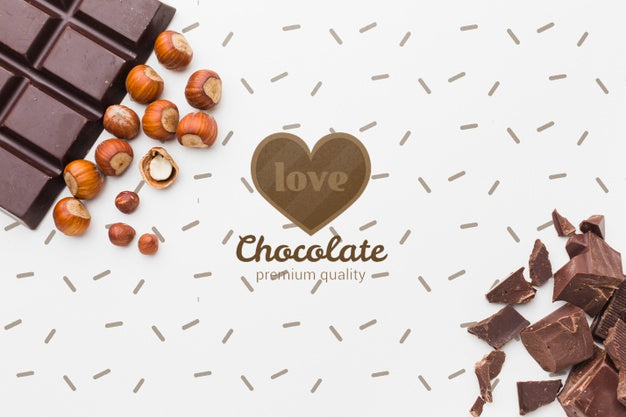 Free Delicious Chocolate Pieces And Chestnuts On White Background Mock-Up Psd