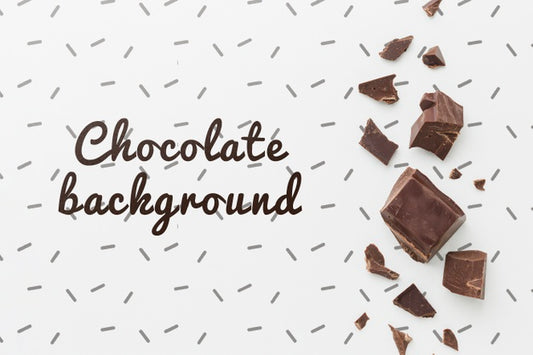 Free Delicious Chocolate Pieces On White Background Mock-Up Psd