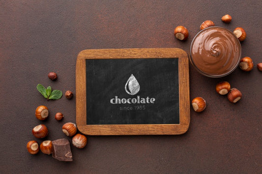 Free Delicious Chocolate With Blackboard Mock-Up Psd