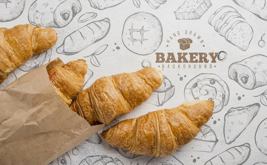 Free Delicious Croissants On Table Psd