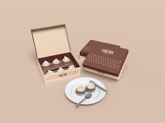 Free Delicious Cupcake Packaging Mockup Psd