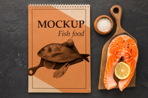 Free Delicious Fish Food Arrangement Above View Psd