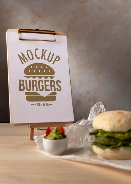 Free Delicious Hamburger Concept Mock-Up Psd